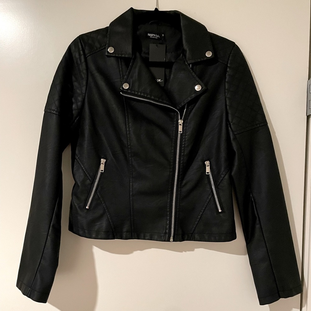 NWT Quilt While You’re Ahead Faux Leather Moto Jacket